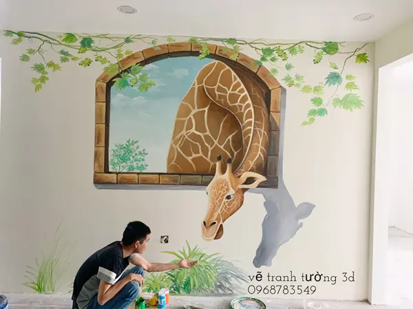 Vẽ tranh tường 3d phòng trẻ em tại kđt Ecopark 