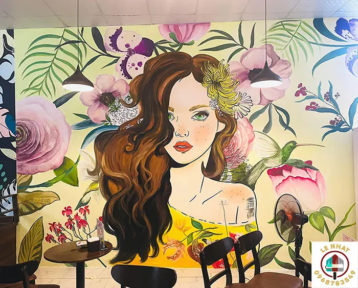 vẽ tranh tường quán trà chanh tại Hà Nội