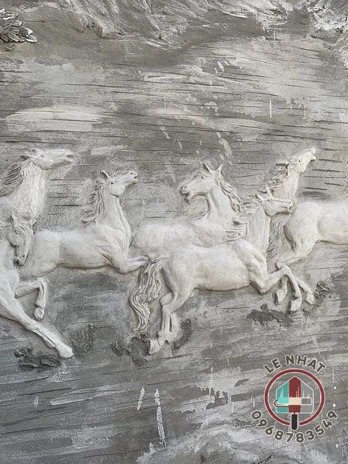 Mẫu Tranh đắp Mã Đáo Thành Công phù điêu cao cấp | lenhat.com 5 Hình ảnh đắp con ngựa chi tiết phần đắp thô Tranh đắp Mã Đáo Thành Công
