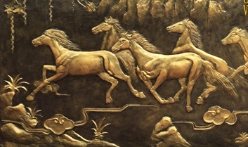 Mẫu Tranh đắp Mã Đáo Thành Công phù điêu cao cấp | lenhat.com 6 Hình ảnh lên màu giả đồng con ngựa chi tiết Tranh đắp Mã Đáo Thành Công