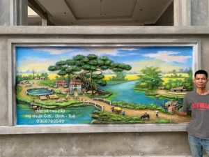 Tranh đắp cảnh đồng quê tại Yên Phong - Bắc Ninh