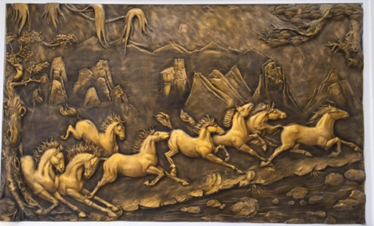 Mẫu Tranh đắp Mã Đáo Thành Công phù điêu cao cấp | lenhat.com 7 Tranh đắp nổi mã đáo thành công giả đồng