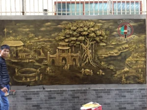 Tranh đắp xi măng đồng quê giả đồng tại kdt Dương Nội - Hà Đông