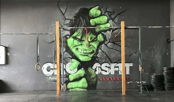 Tranh vẽ tường phòng gym và Yoga 6 Tranh vẽ 3d phòng Gym