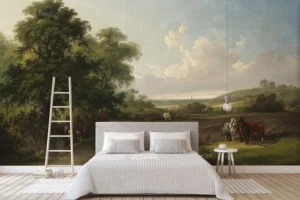 Vẽ tranh 3d phòng ngủ phong cảnh châu Âu