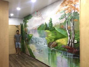 Vẽ tranh phong cảnh 3d tại căn hộ chung cư