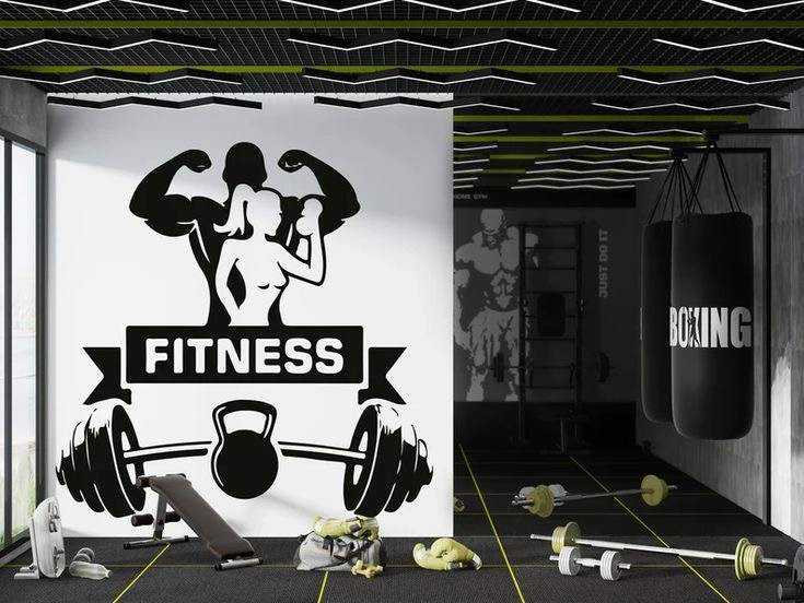 Tranh vẽ tường phòng gym và Yoga 7 tranh phòng gym - ms688