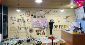 vẽ tranh tường quán cafe 52 Liêm Tuyền, tp Phủ Lý, Hà Nam