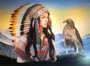 Hình vẽ trang trí quán trà sữa cô gái Thổ dân