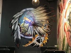 Tranh quán trà sữa phong cách thổ dân