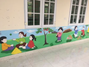 Tranh vẽ tường mầm non trò chơi dân gian tại Bình Lục - Hà Nam