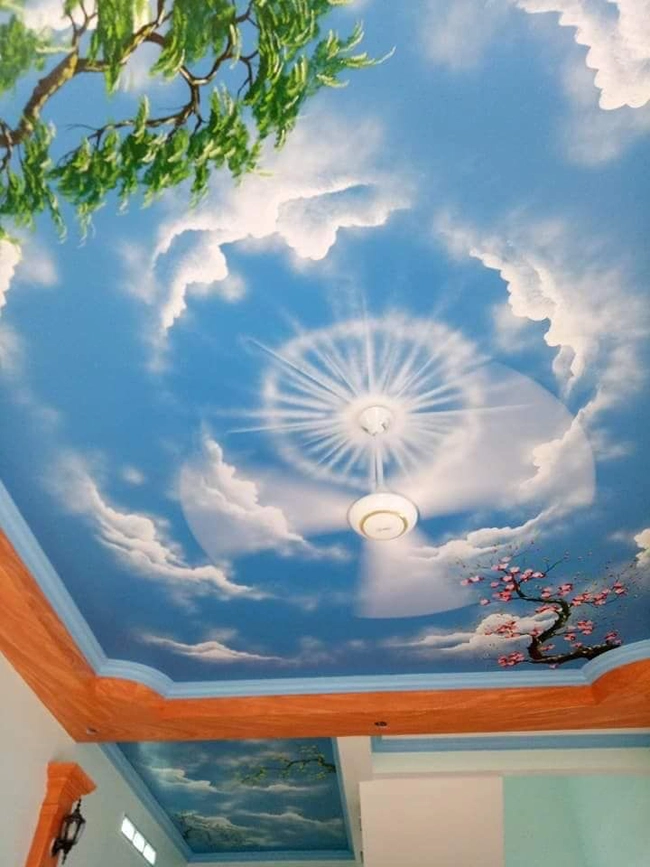 Vẽ trần mây phòng khách - ms456