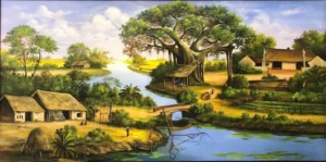 Vẽ tranh tường phong cảnh đồng quê - Ms688