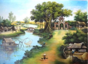 Vẽ tranh tường phong cảnh đồng quê - Ms882