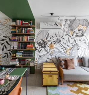 Vẽ tranh tường quán cafe sách