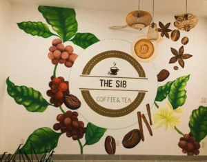 Vẽ tranh tường quán coffee và tea - ms889