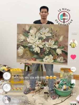 Vẽ bức tranh sơn dầu tĩnh vật cổ điển thích hợp treo phòng ngủ, phòng ăn