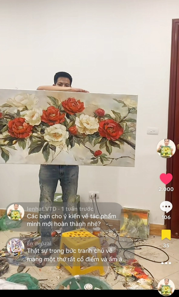 Tranh sơn dầu dát vàng - hàng cao cấp- ms66 3 sp thực tế, bức vẽ tranh sơn dầu hoa mẫu đơn treo phòng ngủ được nhiều khán giả đón nhận: