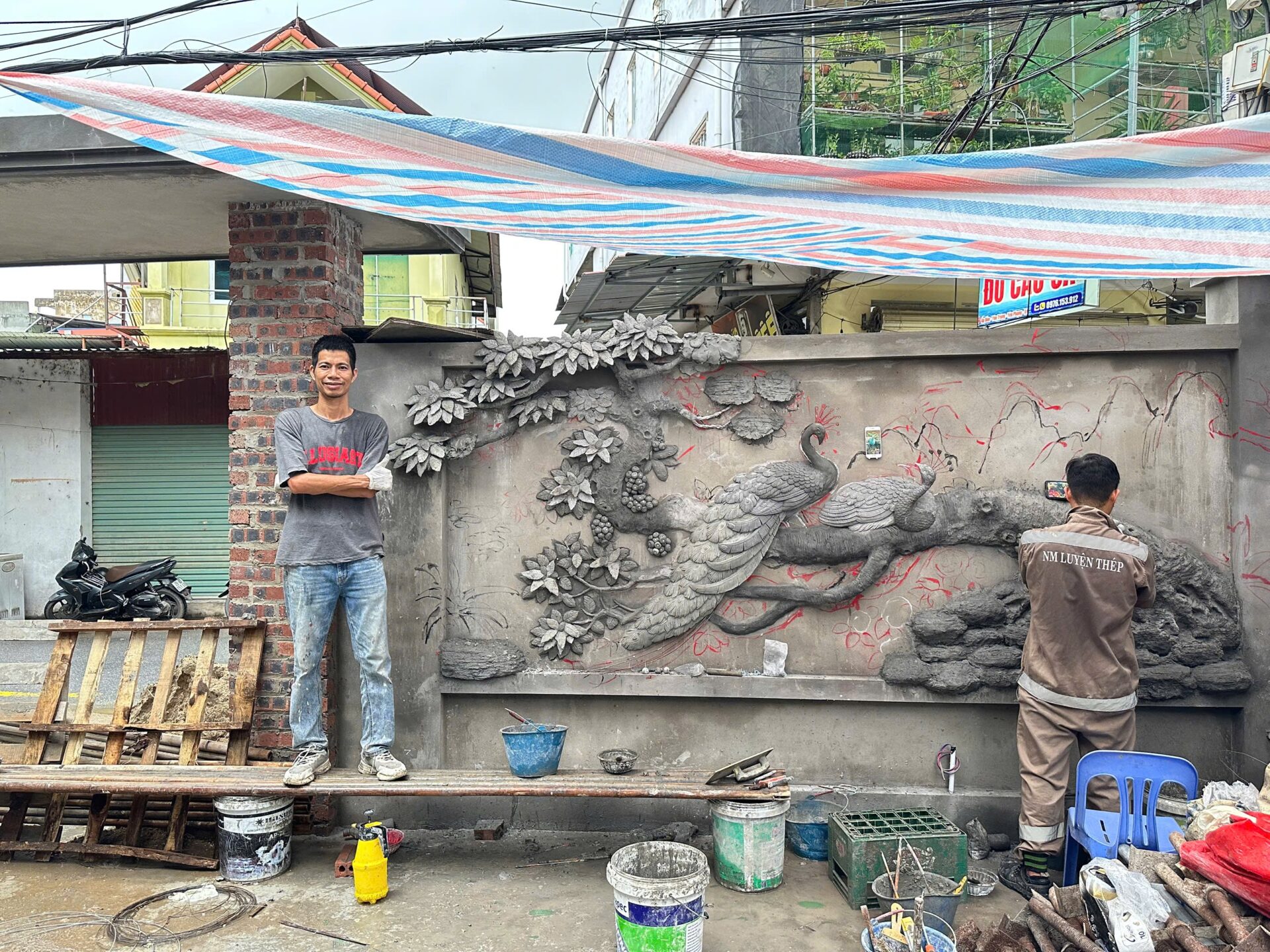 Các Mẫu Tranh Xi Măng Đắp Trang Trí Đã Thực Hiện | Lê Nhất 6 Quá trình thi công Tranh Đắp Nổi Trên Tường tại Yên Phong - Bắc Ninh