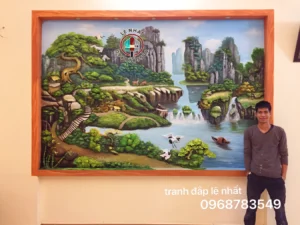 Tranh đắp nổi trang trí phòng khách tại Thường Tín Hà Nội