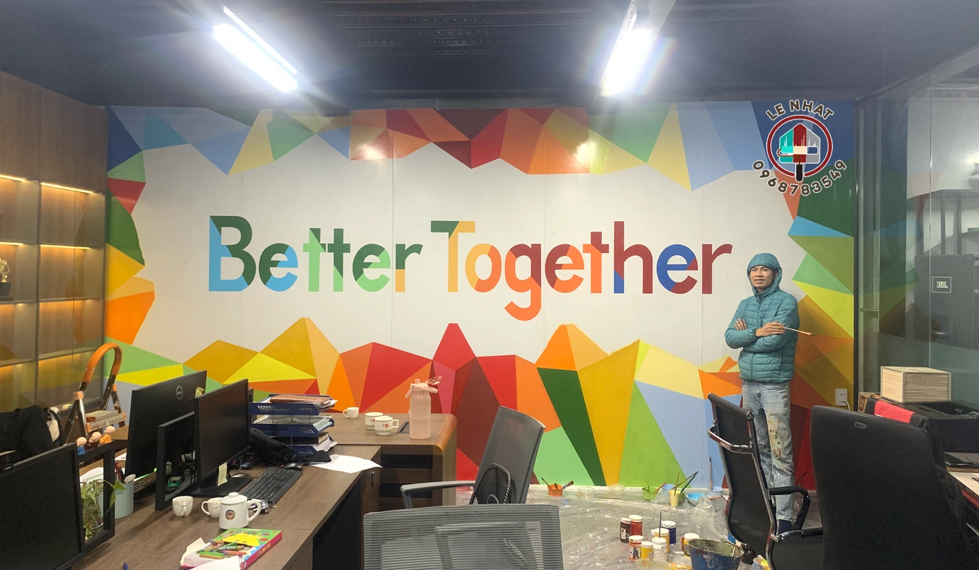 Vẽ tranh tường cho văn phòng công ty tại Chương Mỹ - Hà Nội 1 Vẽ tranh tường cho văn phòng công ty tại Chương Mỹ - Hà Nội